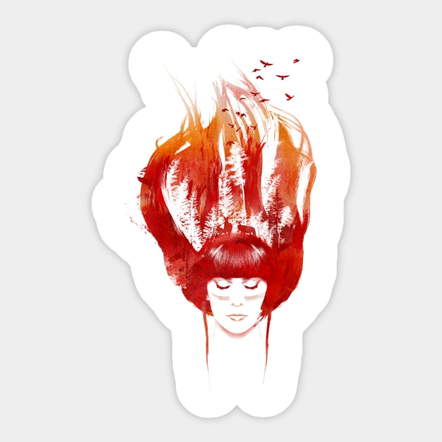 Burning Forest Sticker by astronaut